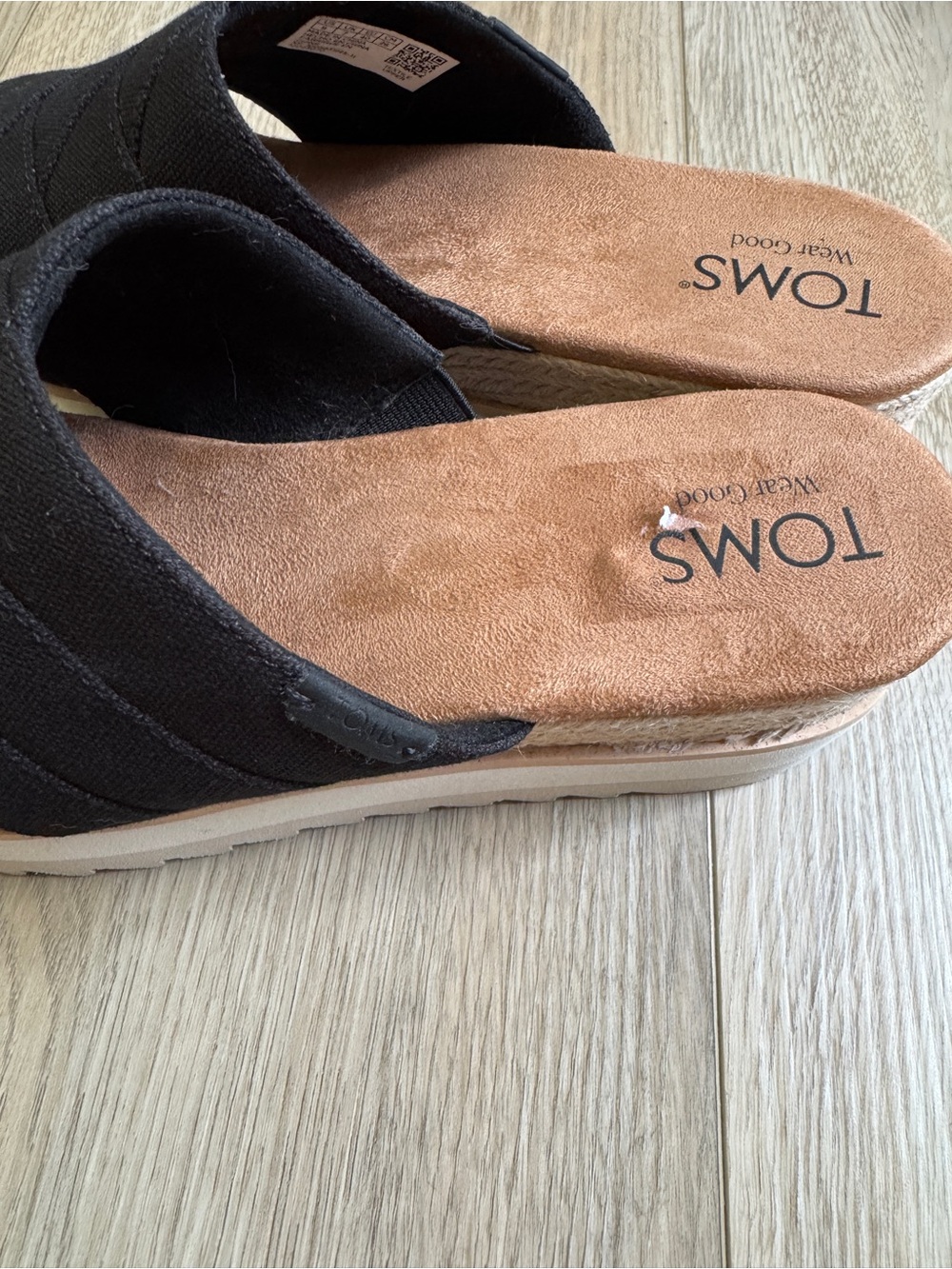 Toms Black Diana Crossover Women's Mule Wedge Sandals Sz. 9 - Picture 5 of 8